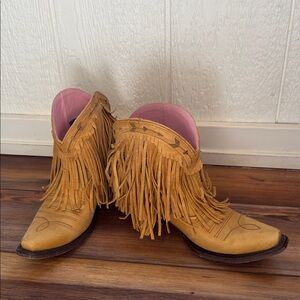June Gypsy Fringe Western Boots Women’s Size 8 Tan Boho